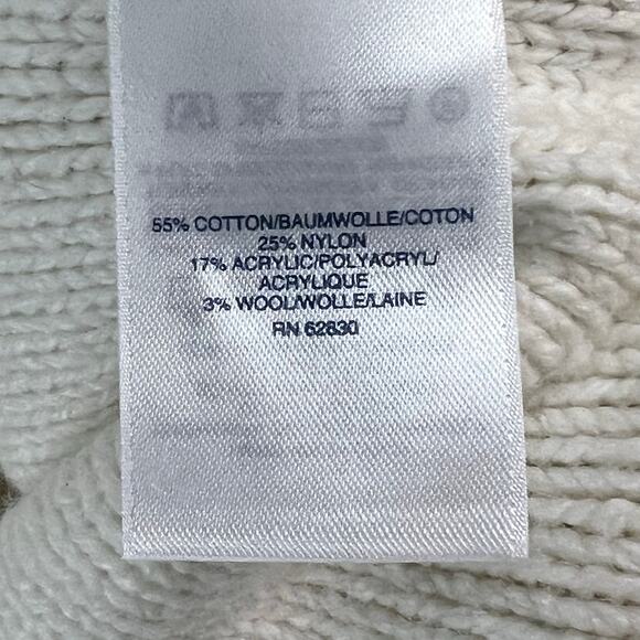 Lands End Sweater Womens L Petite Cream Cable Knit Fisherman Turtleneck Cozy - Picture 12 of 14